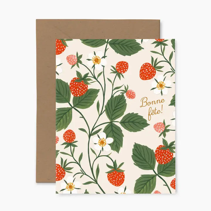 Fraises "Bonne Fete Greeting Card