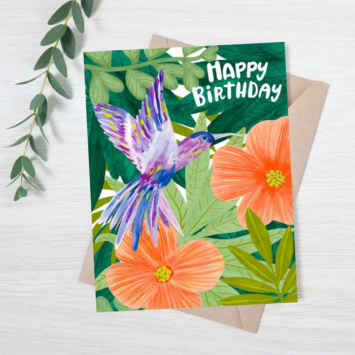 Tropical Hummingbird Birthday Card
