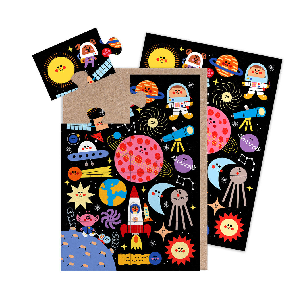 Space Bears Jigsaw Greeting Card