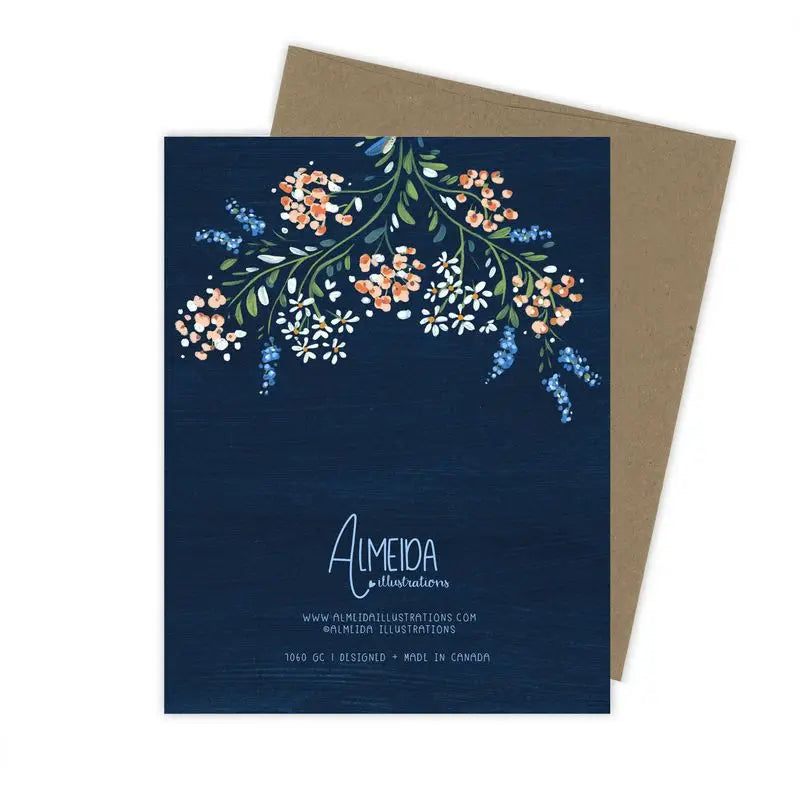 Navy Floral Congratulations Card