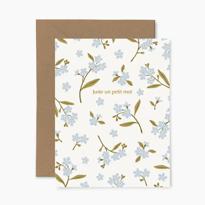 Fleurs Bleues "Juste Un Petit Mot" Greeting Card