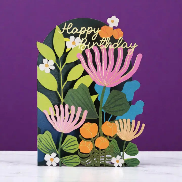 Birthday Flowers Laser Cut Card