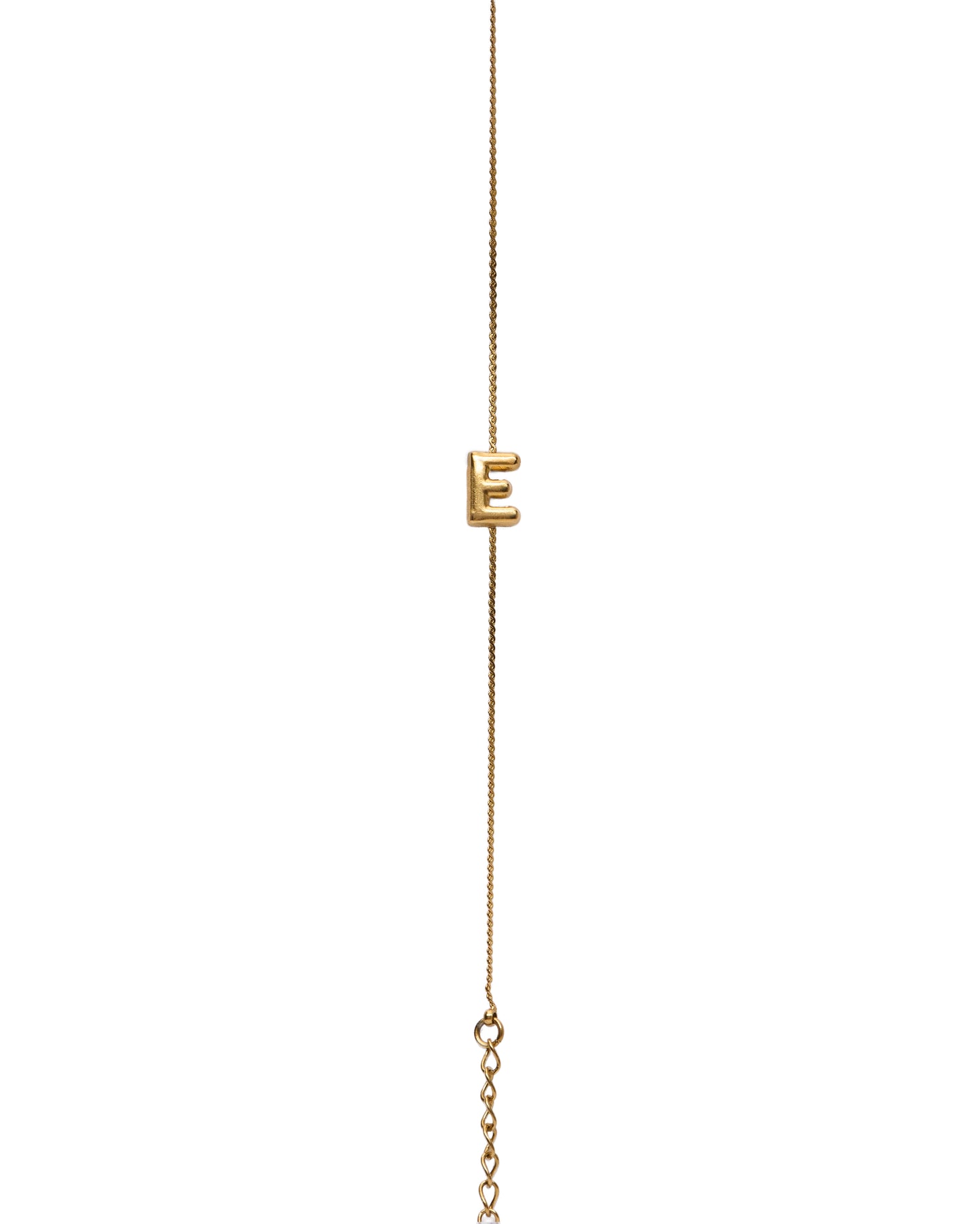Initial Bracelet Letter E On Gold Chain