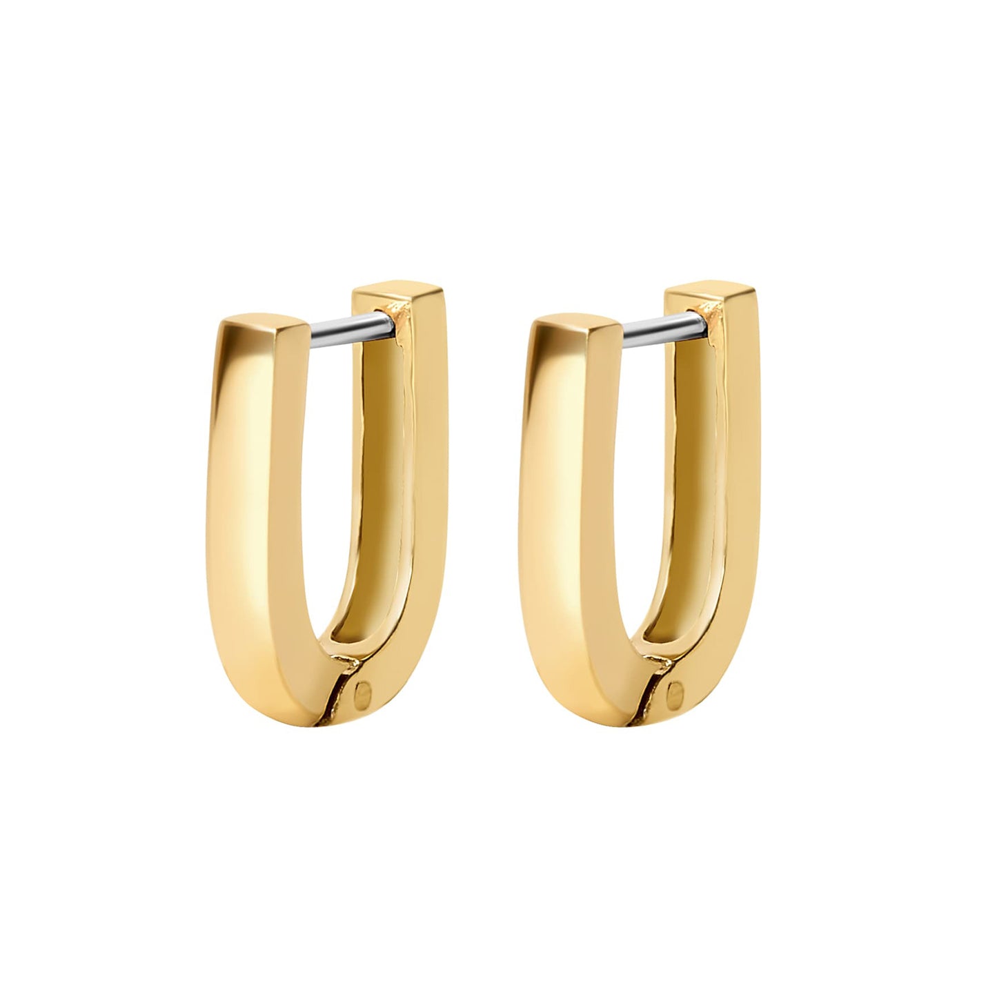 Lisbon Gold U-Shape Bar Huggie Earrings