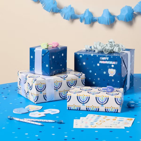 Menorah White and Blue Roll Wrap
