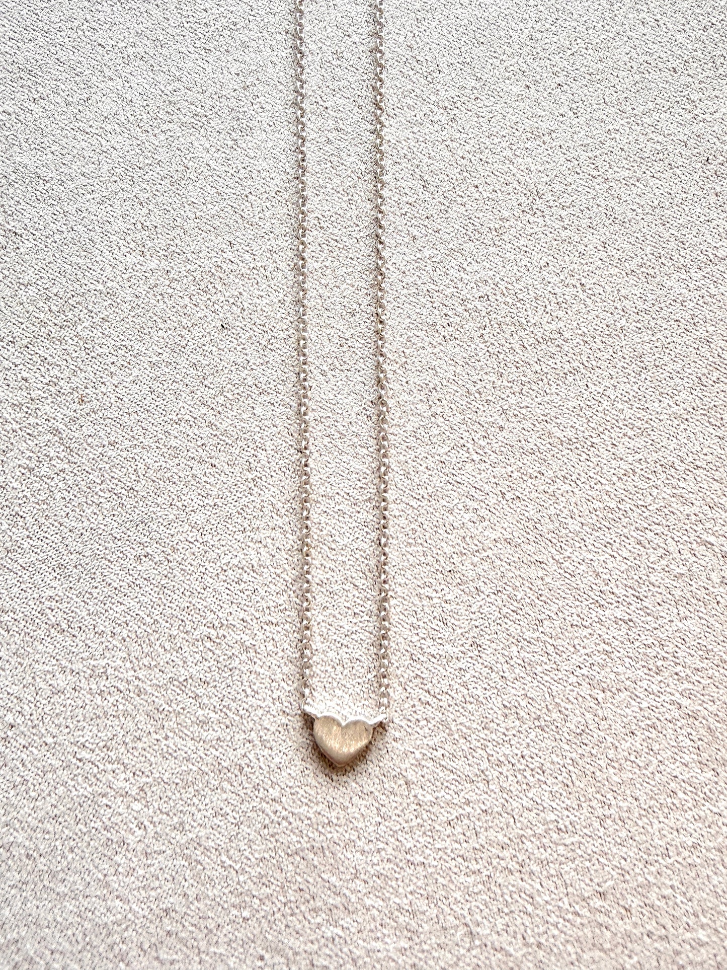 Tiny Heart Brush Sterling Silver Necklace