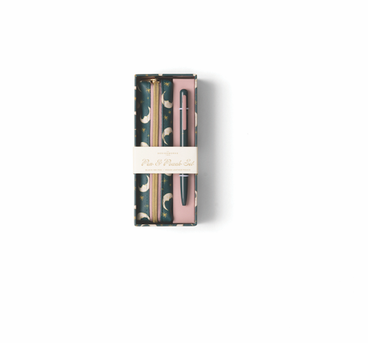 Pen & Pouch Set Teal Moon