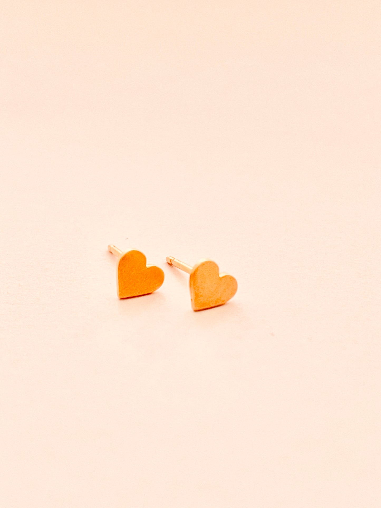 Tiny Heart Stud Brushed 14k Gold Vermeil