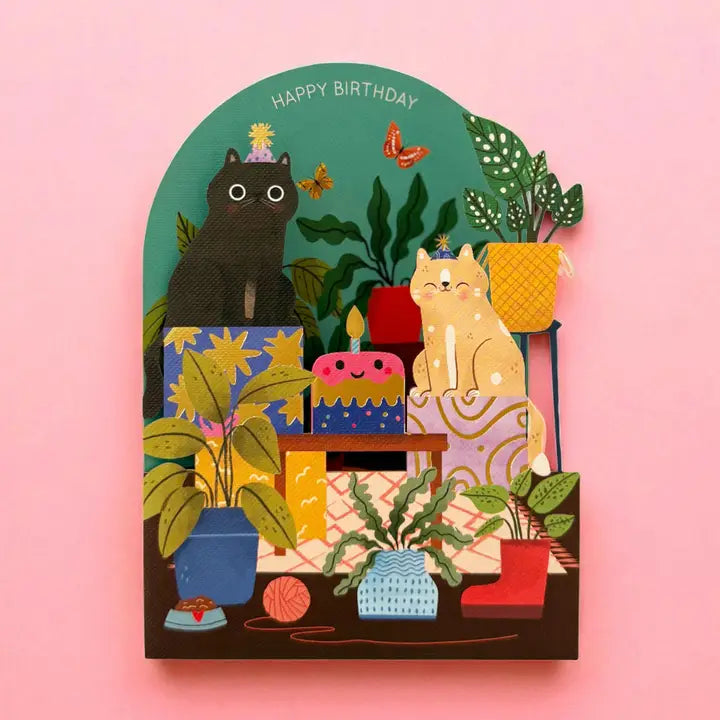 Cats Birthday Party Laser Cut Card