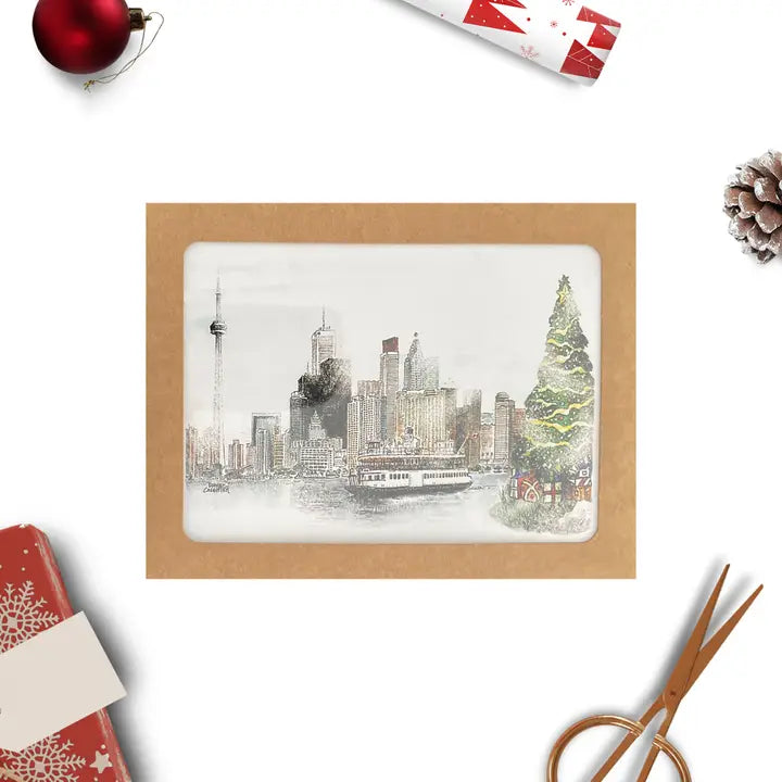 Winter Skyline Christmas Boxed Card