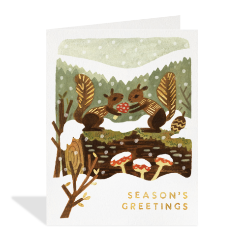 Snowy Squirrels Christmas Card