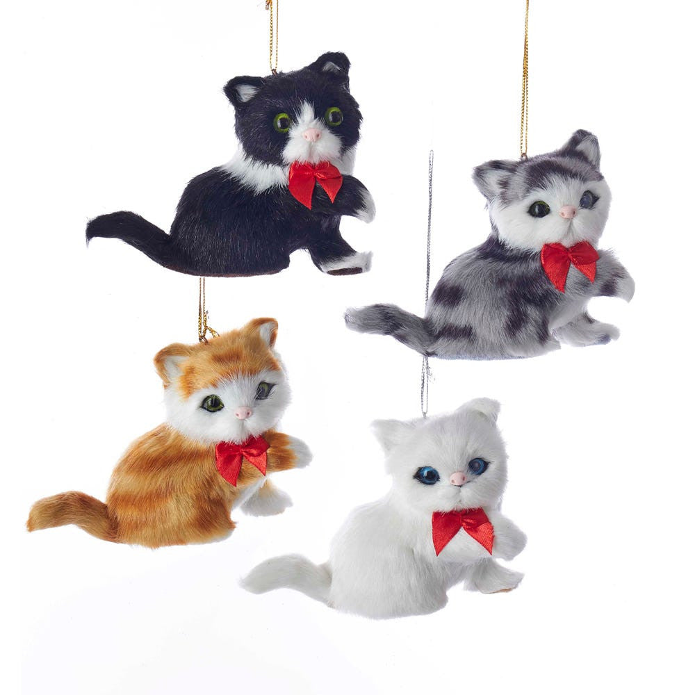 Furry Sitting Cat Ornament
