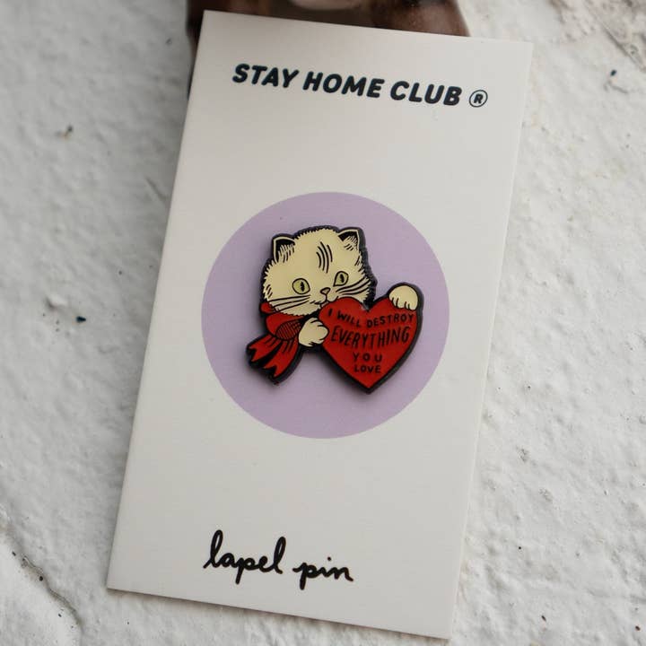 @43 Destroy Cat Enamel Lapel Pin