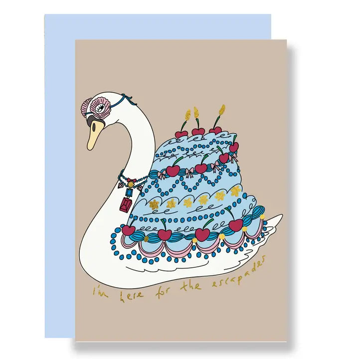 Swan Design Birthday Greeting Card