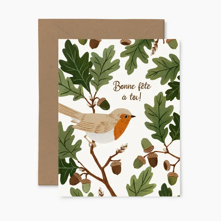 Rouge-gorge "Bonne Fete A Toi" Greeting card