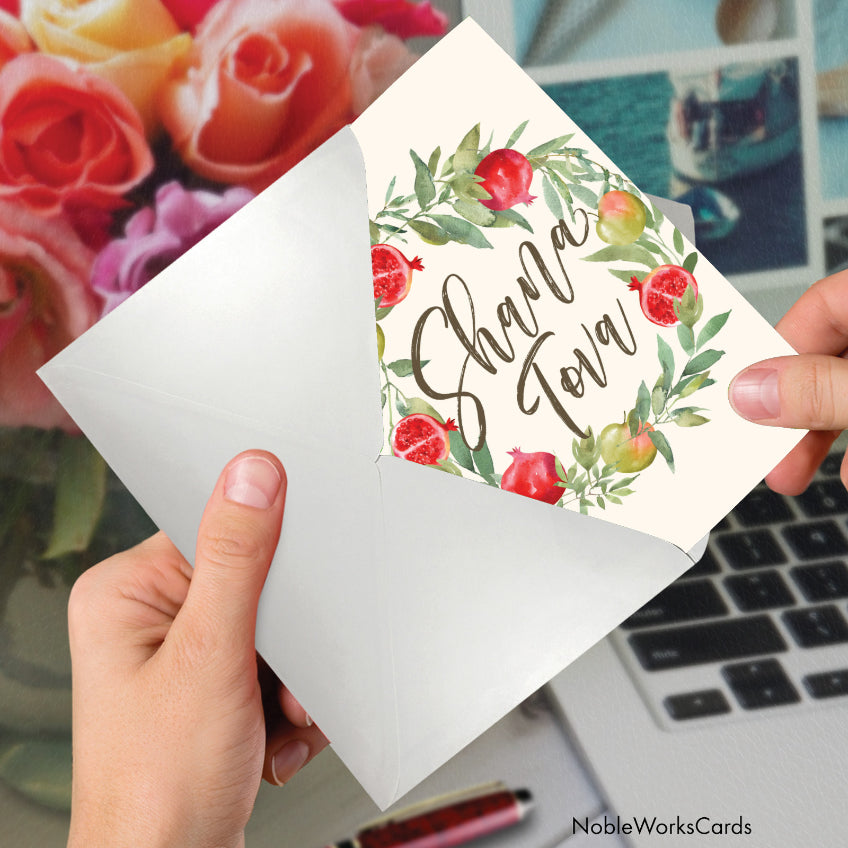 Pomegranate Wreath Rosh Hashana Card