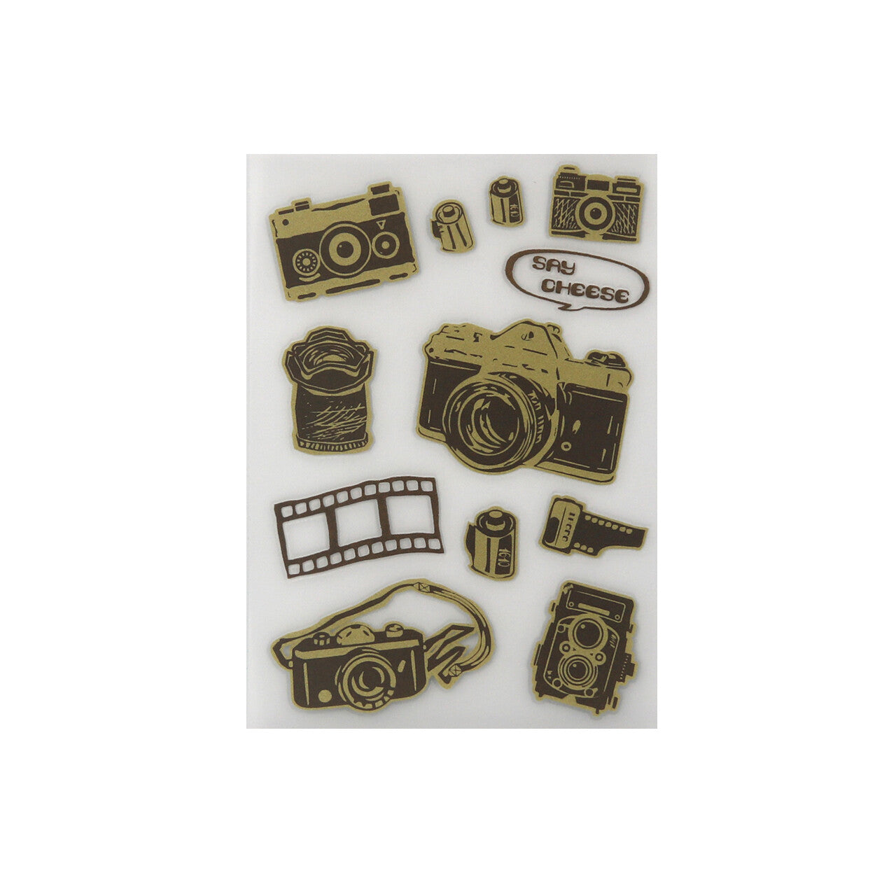 Irodo Decorative Fabric Transfer Sticker – Camera Brown + Gold