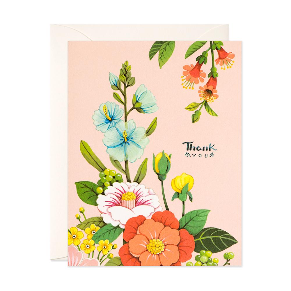 Light Pink Floral Thank You Card