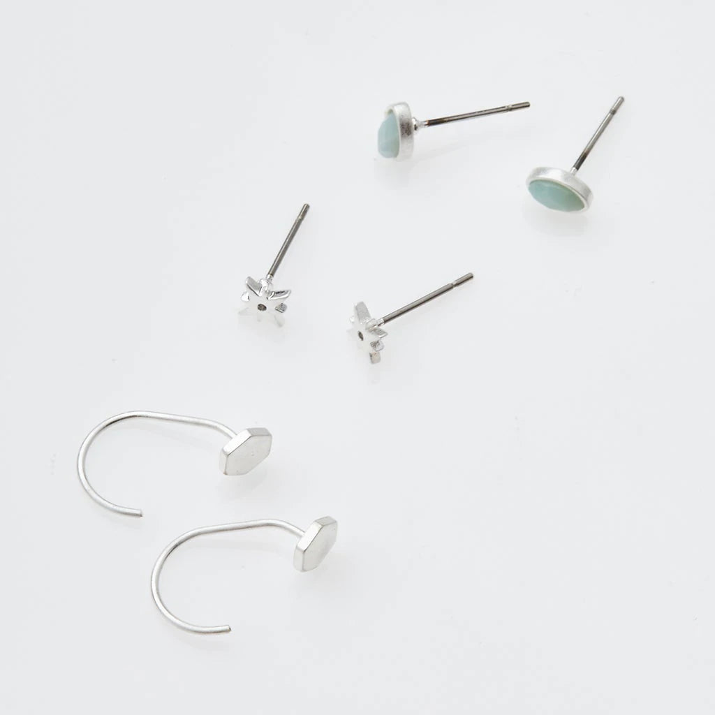 Gabby Stud Trio Silver