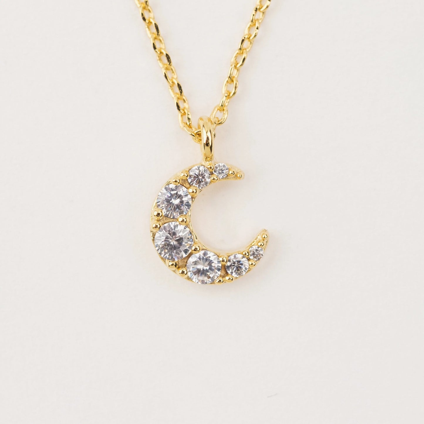 Crystal Moon Necklace Gold