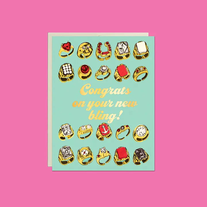 Congrats New Bling Foil Engagement Card