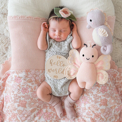 Baby Butterfly Petal Pink Hand-Knit Doll