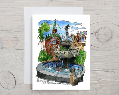 Doggie Fountain Urban Art Greeting Card