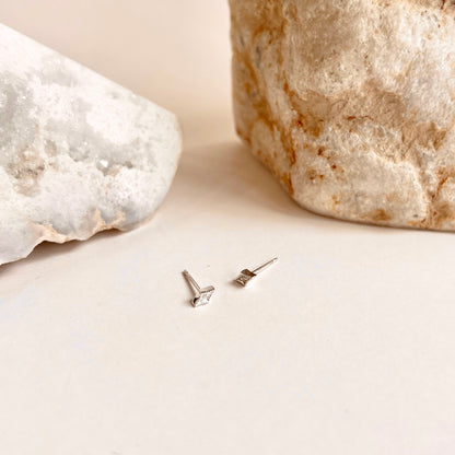Vintage Tapered Diamond Shape CZ Studs