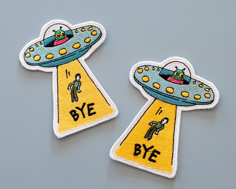 #130 BYE UFO Iron-On Patch - Cool Retro Patch