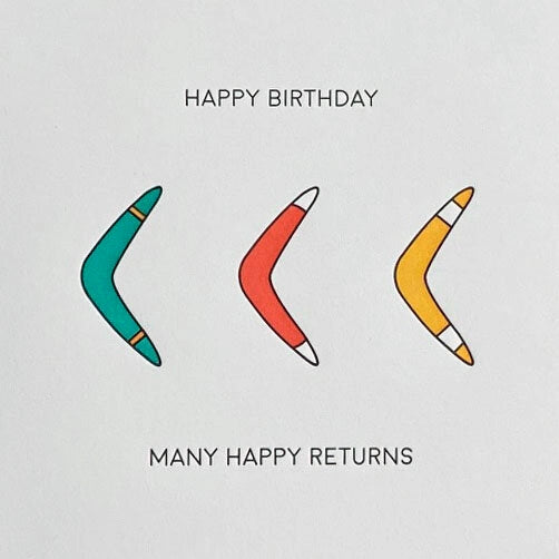 Boomerang Letterpress Birthday Card