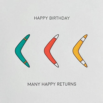 Boomerang Letterpress Birthday Card