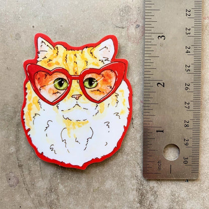 S121 Rose Coloured Glasses Cat Sticker