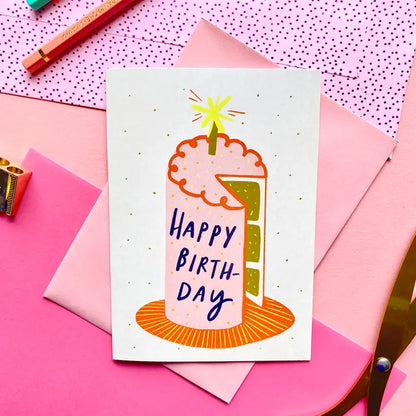 Happy Birthday Pink Cake Greeting Card