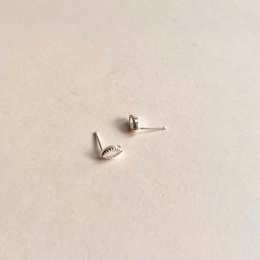 Marquis Stud with Milgrain Edge CZ Earrings