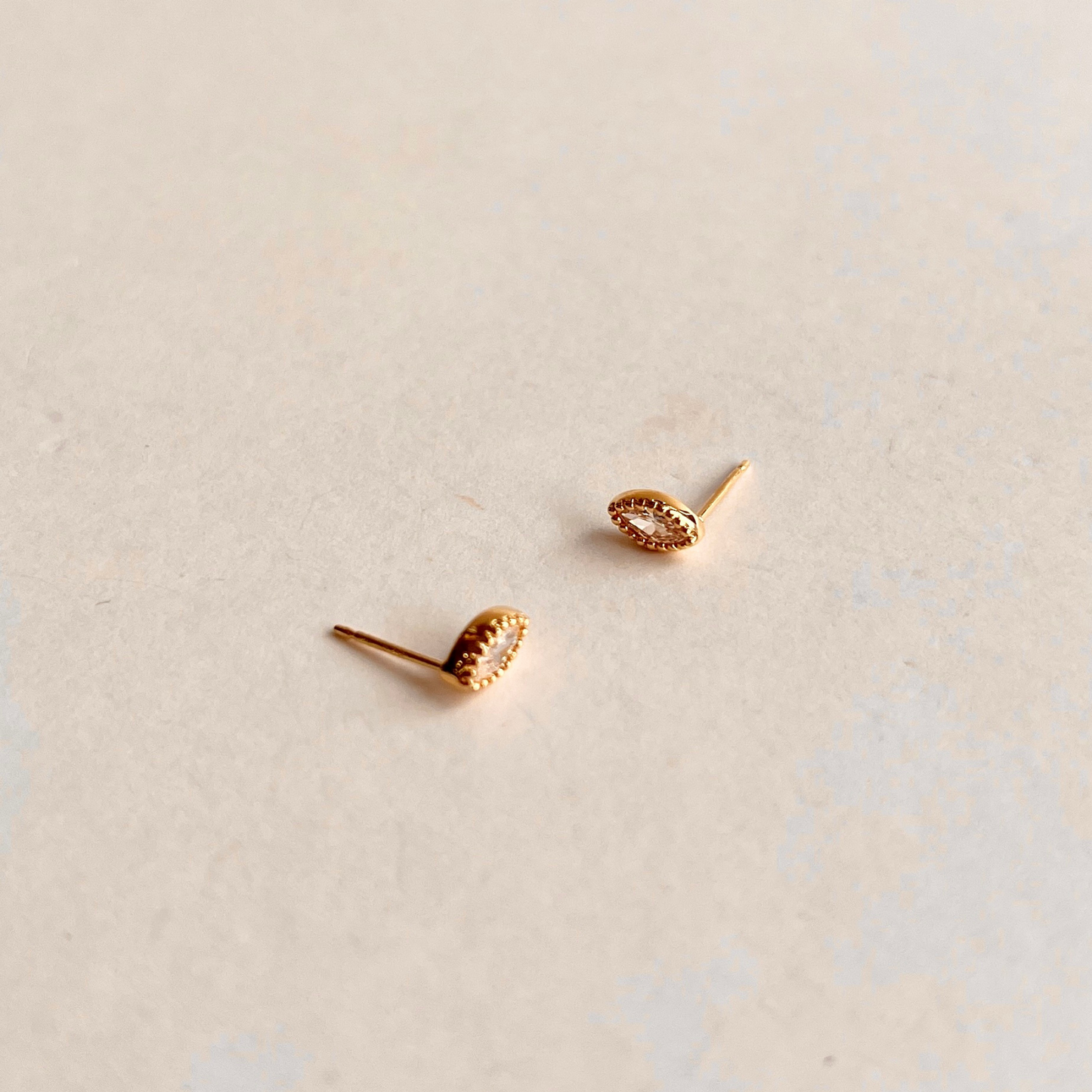 Marquis Stud with Milgrain Edge CZ Earrings