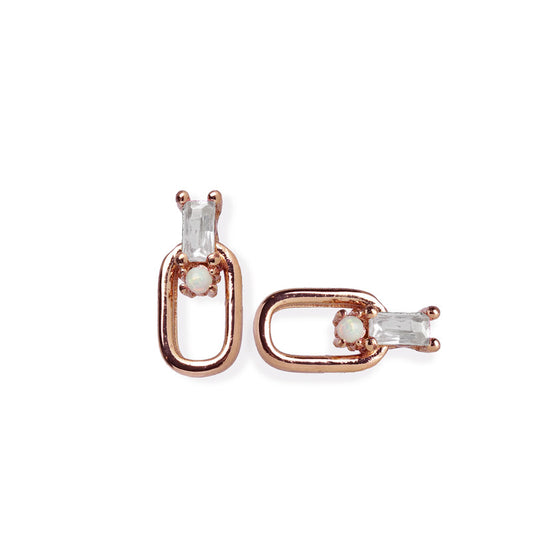 Rania Cz Opal Rose Gold Earring