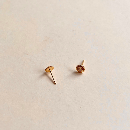 Button Stud With CZ Earrings