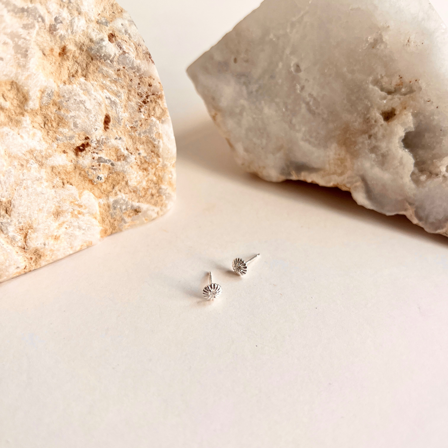 Button Stud With CZ Earrings