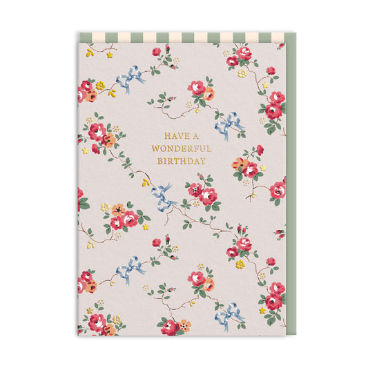 Wonderful Birthday Bows and Roses Greeting Card