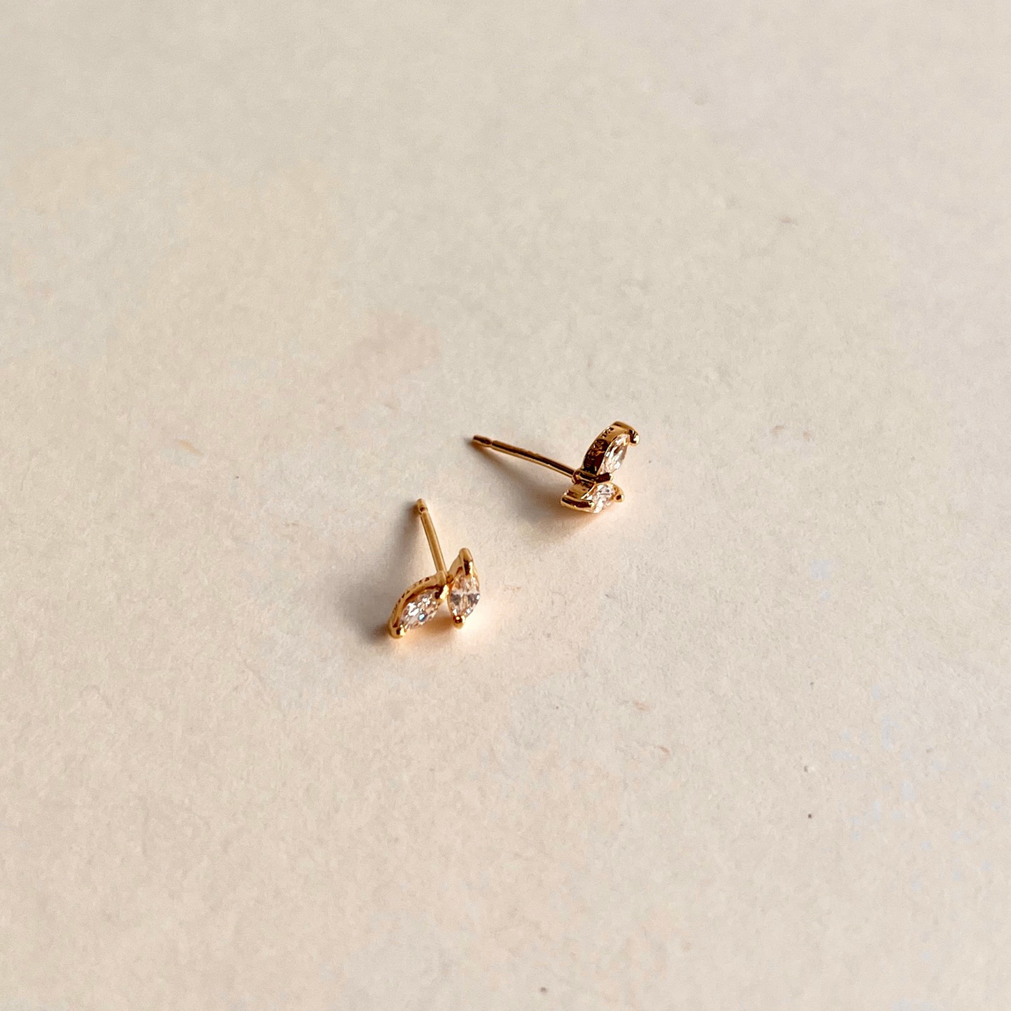 Double Marquis Stone Stud Earrings