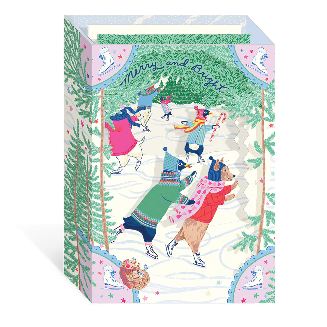 Merry & Bright Skating 3D Greeting Card