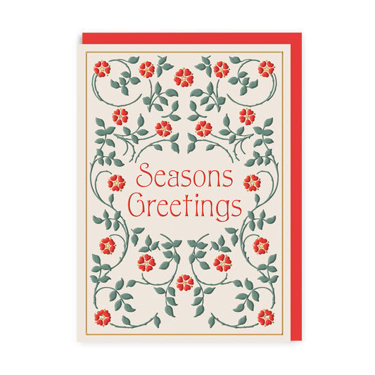 Seasons Greetings Floral Greeting Card