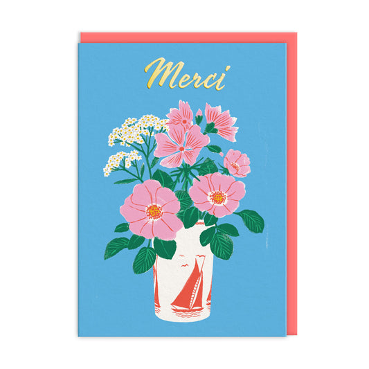 Thank You Floral Vase French Greeting Card