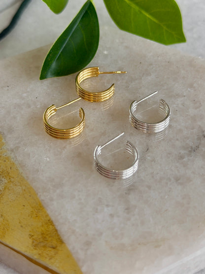 13mm Hoop With Ribs Earrings