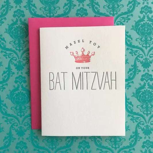 Pink Bat Mitzvah Crown Card