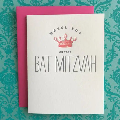 Pink Bat Mitzvah Crown Card