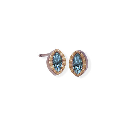 Marquise Textured Edge Cz Stone Rose Gold Earrings