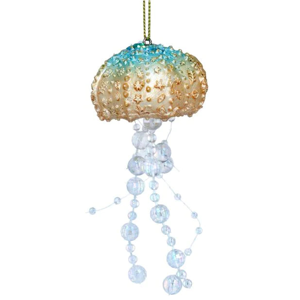 Painted Resin Jelly Fish Ornaments With Iridescent Legs