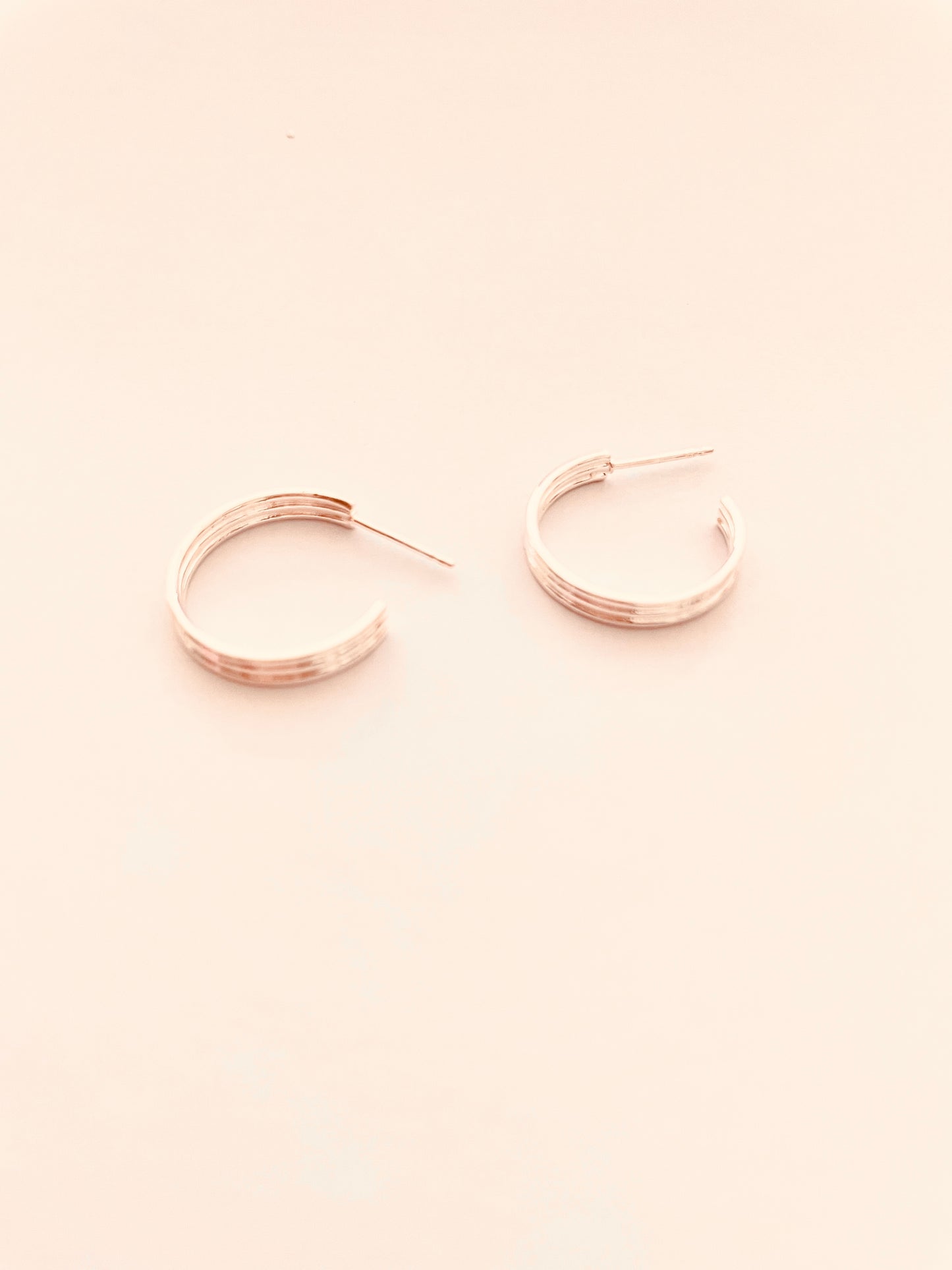 18mm Hoop With Ribs Sterling Silver Earrings