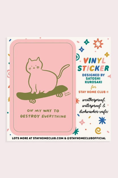 S84 Sk8 Cat Vinyl Sticker